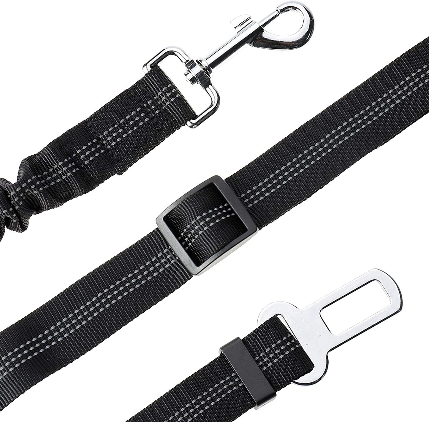 Perro Cinturón De Seguridad, Elástico Ruck Dämp Fung Y Fuerte Mosquetón, Ajustable Perros Correa Alta Seguridad Para Todas Las Razas Perros Y Gatos, Negro
