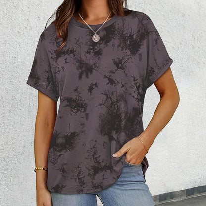 Short Sleeve Shirts for Women Summer Tops 2025 Spring Camouflage Printed Casual Half Sleeve Crew Neck Oversize Loose Fit Tees Shirts