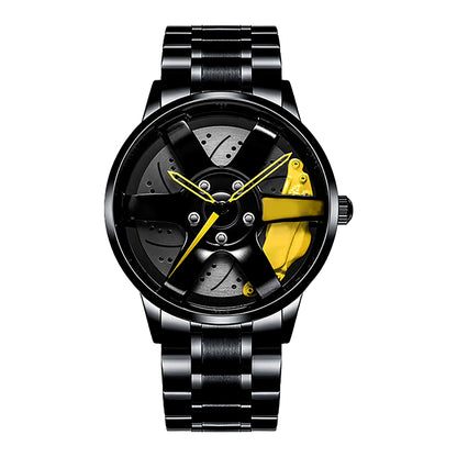 Cool and Cool Fashion Stainless Steel Men'S Quartz Wristwatch Dial Sport Car Rim Wheel Hub Watch Business Luxury Wrist Watches