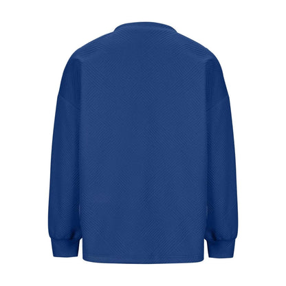 Women'S Casual Textured Sweatshirts 2024 Fall Winter Long Sleeve Blouse Drop Shoulder Crew Neck Pullover Tops with Pocket under $10 Blue,S