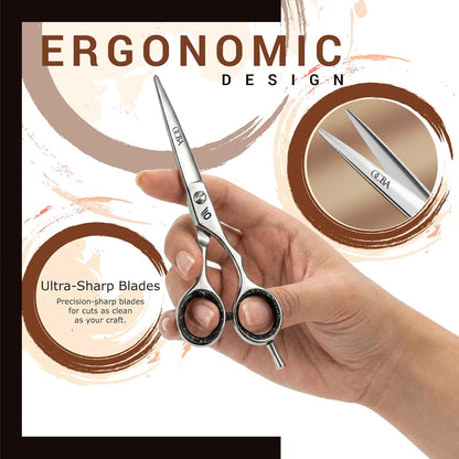 Friseurschere - OCBA Professionelles 6' Haarschneideschere & Haarschere - Haarschere Perfektes Design Für Friseure & Salons - Haarschneideschere Für Männer Und Frauen (6 Zoll Silver)