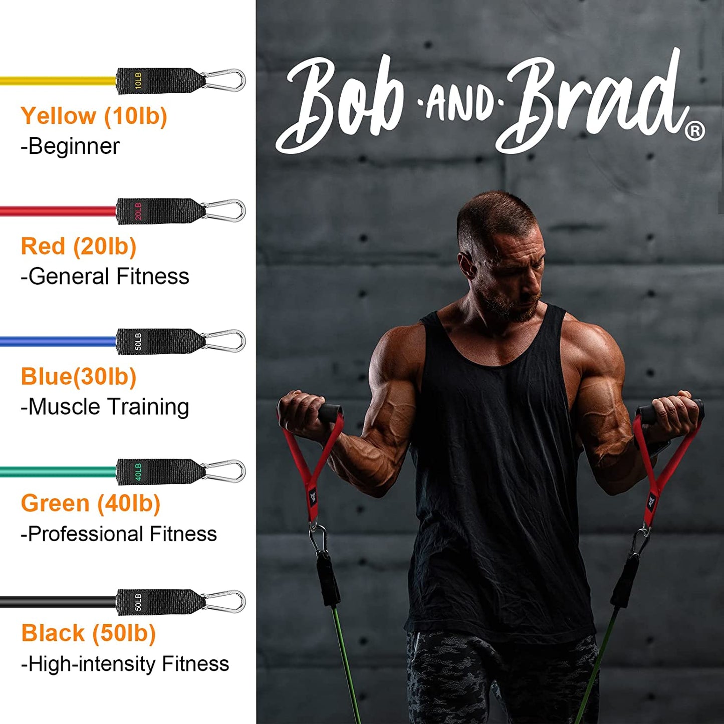 Resistance Bands Set, Stackable up to 125-150 Lbs Workout Bands with Handles, Door Anchor & Ankle Straps - Heavy Duty Exercise Bands for Strength Training, Home Gym Fitness