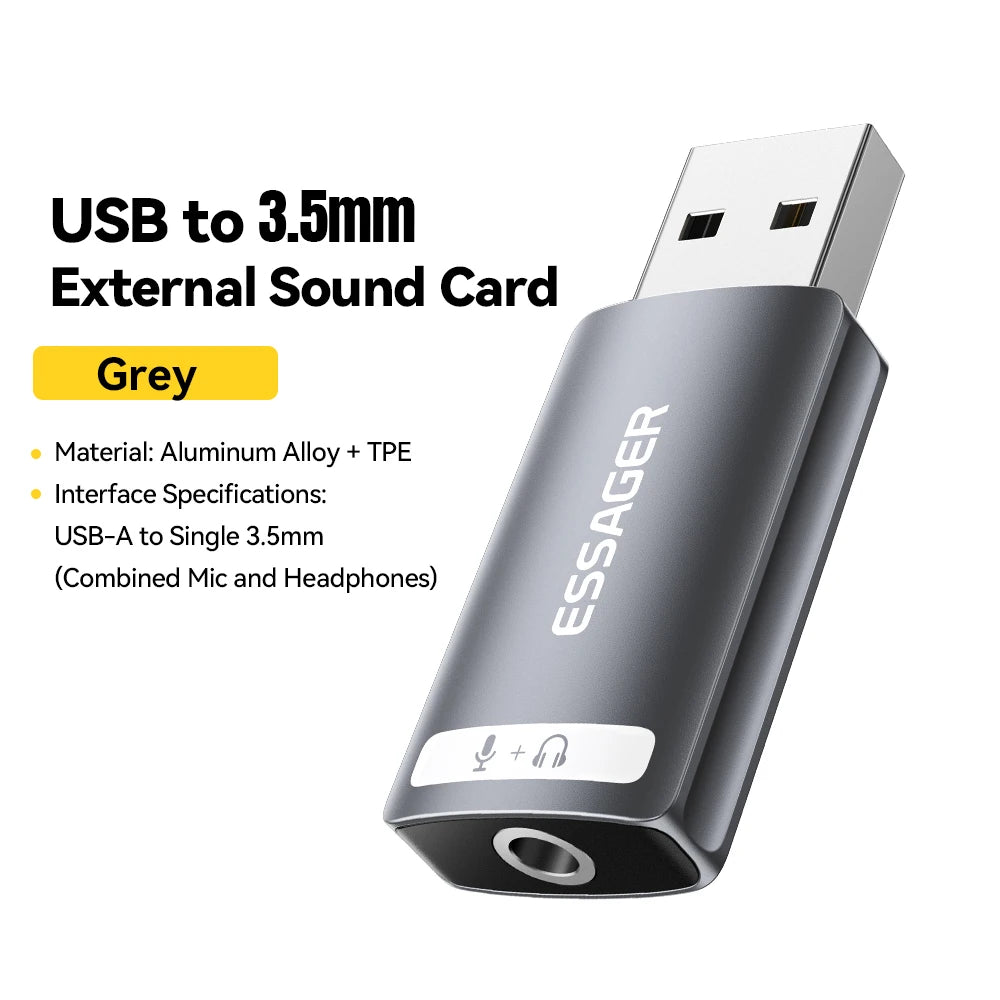 External USB Sound Card to 3.5Mm Mic Headphone Jack Stereo Headset Audio Microphone Adapter Speaker Interface for Laptop