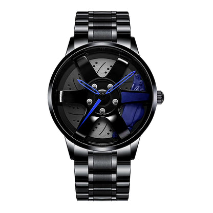 Cool and Cool Fashion Stainless Steel Men'S Quartz Wristwatch Dial Sport Car Rim Wheel Hub Watch Business Luxury Wrist Watches