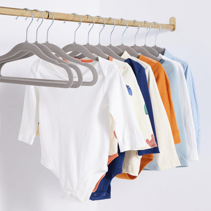 Kids Velvet, Non-Slip Clothes Hangers (Baby/Toddler), 29.46 Cm (For Baby Clothes), Pack of 30, Gray
