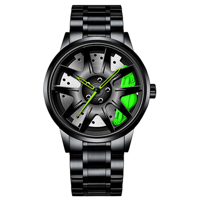 Cool and Cool Fashion Stainless Steel Men'S Quartz Wristwatch Dial Sport Car Rim Wheel Hub Watch Business Luxury Wrist Watches