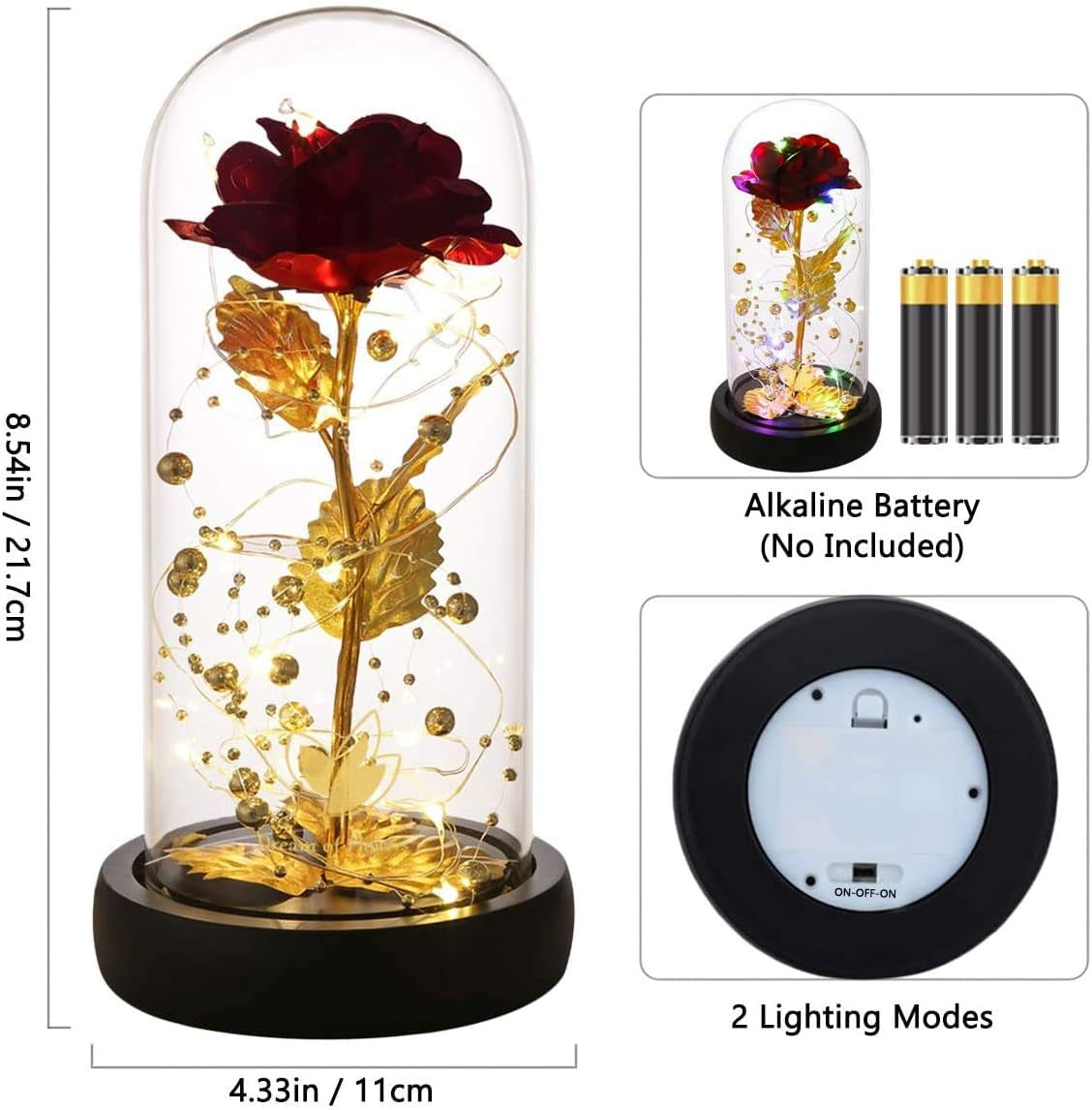 Mothers Day Forever Preserved Flower Rose Gifts for Mom, Beauty and the Beast Rose, Birthday Gifts for Women, Eternal Rose in Glass Dome, Blessing Valentine Flowers Gift for Mother Wife