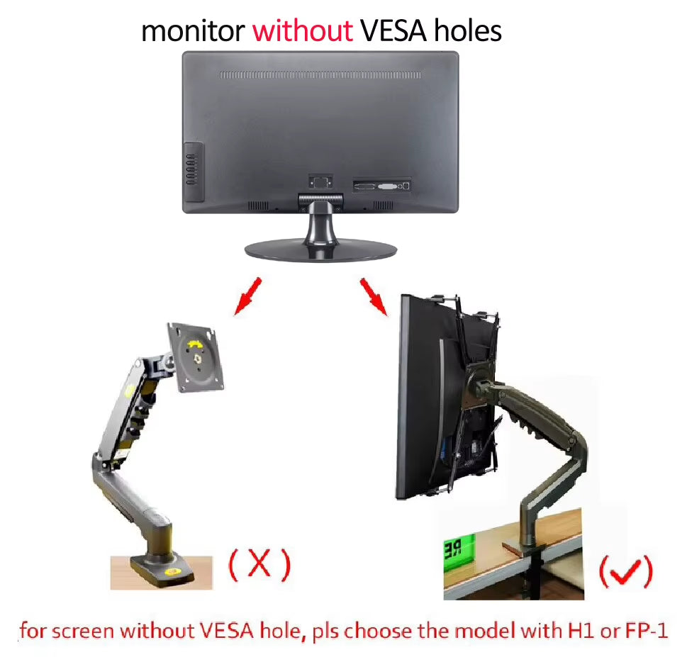 NB NEW F80 17-30" 2-9Kg Dual Arm Air Press Gas Spring Vesa 100X100 Monitor Desk Mount Stand Clamp Grommet Base PC Desk Holder