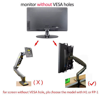 NB NEW F80 17-30" 2-9Kg Dual Arm Air Press Gas Spring Vesa 100X100 Monitor Desk Mount Stand Clamp Grommet Base PC Desk Holder