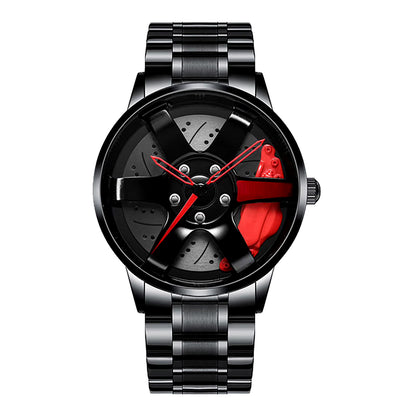 Cool and Cool Fashion Stainless Steel Men'S Quartz Wristwatch Dial Sport Car Rim Wheel Hub Watch Business Luxury Wrist Watches