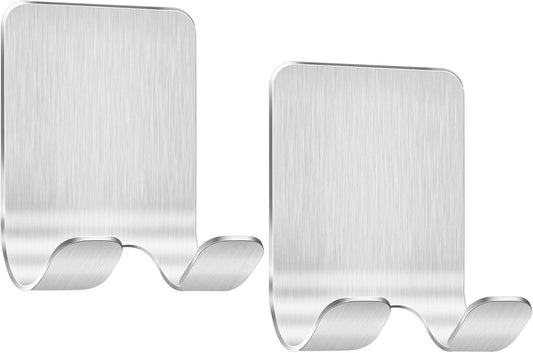 2 Stück Rasierer Halterung Dusche, Haken Selbstklebend Rasierhalter Dusche Edelstahl Klebehaken, Handtuchhaken Ohne Bohren, Badezimmer Haken Wandhaken Silber