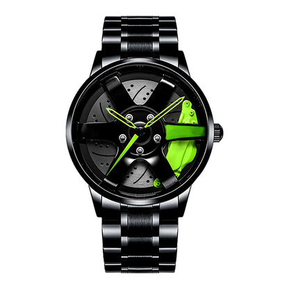 Cool and Cool Fashion Stainless Steel Men'S Quartz Wristwatch Dial Sport Car Rim Wheel Hub Watch Business Luxury Wrist Watches