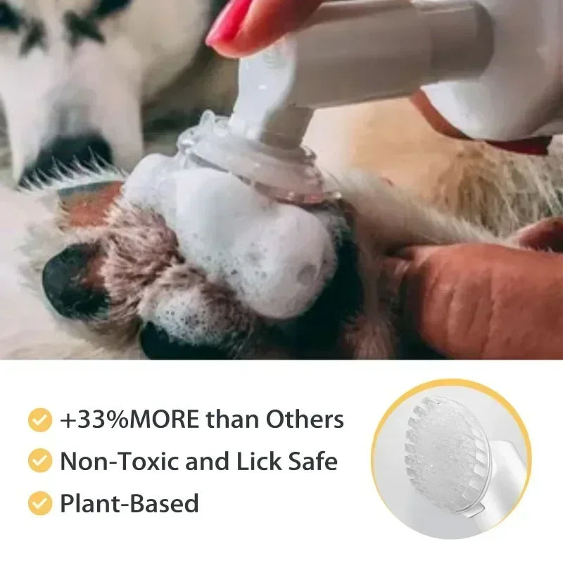 Dog Paw Washing Foam Pet Foot Cleaning Foam Rinse-Free Paw Cleaner No Washing Claw Care Supplies for Cat with Silicone Brush