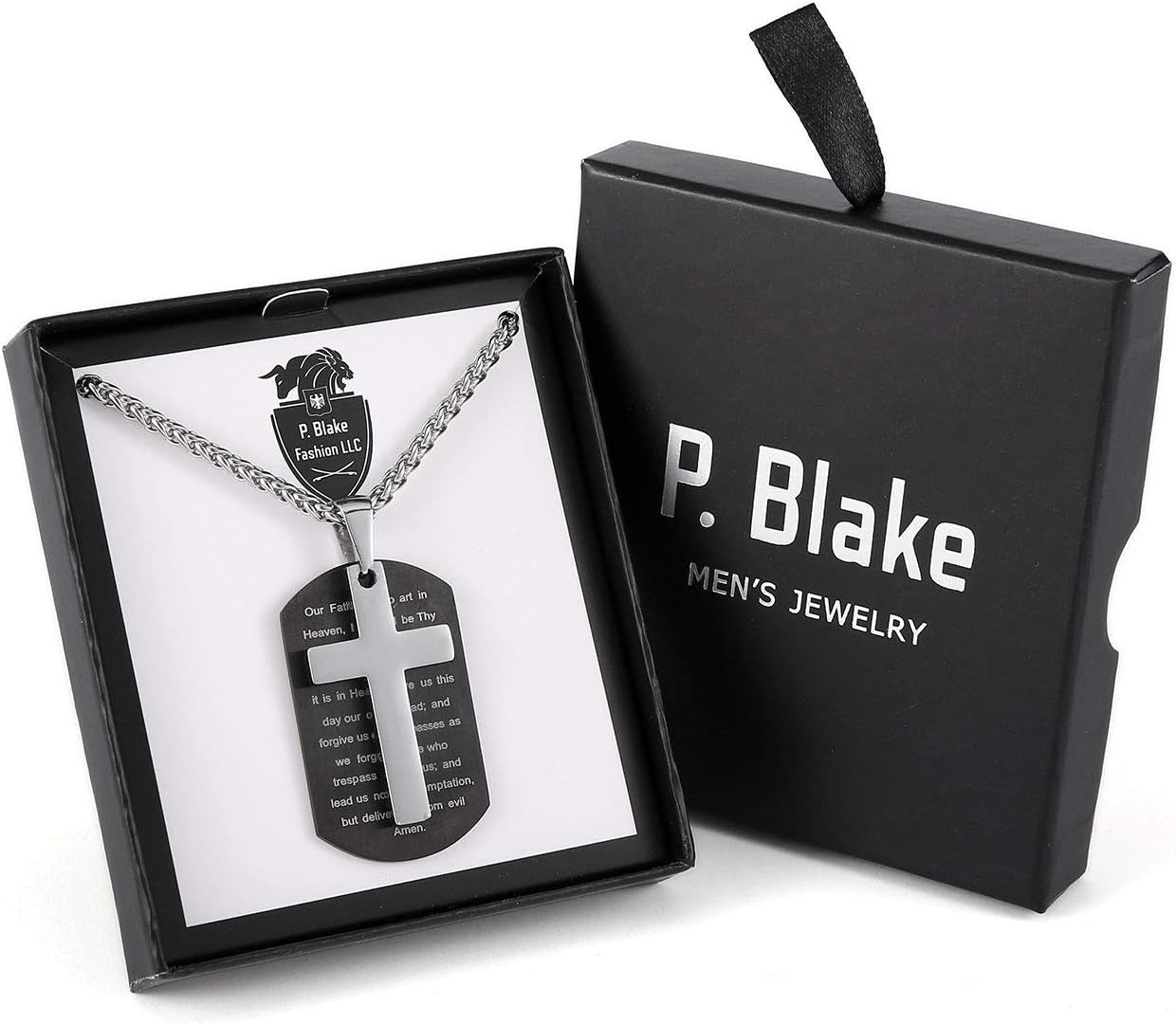 Dog Tag Cross Necklace Gifts for Boys Men, Stainless Steel Bible Verse Pendant Chain Christian Religious Jewelry Gifts