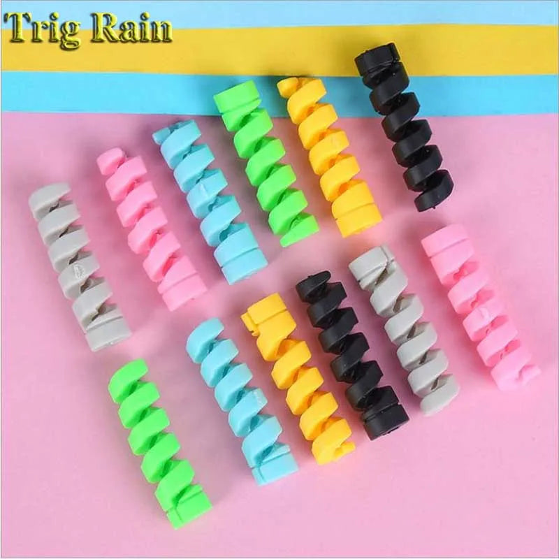 Spiral Cable Protector Data Line Silicone Bobbin Winder Protective for Iphone Samsung Android USB Charging Earphone Case Cover