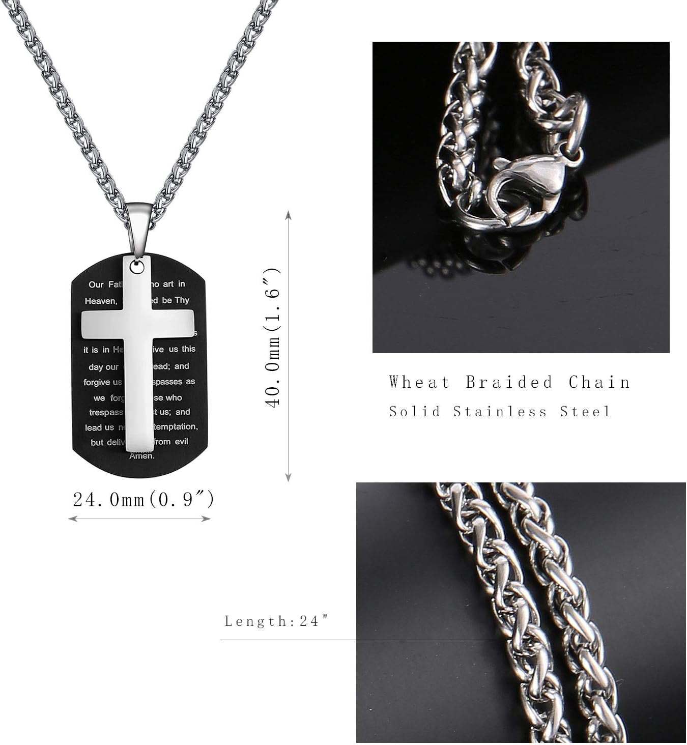 Dog Tag Cross Necklace Gifts for Boys Men, Stainless Steel Bible Verse Pendant Chain Christian Religious Jewelry Gifts