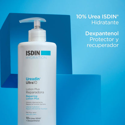ISDIN Ureadinultra10 Loción plus Reparadora Para Piel Muy Seca Y Descamativa Que Hidrata Intensamente Y Reduce La Descamación Con Urea ISDINY Dexpantenol, Testada Dermatológicamente - 400 Ml