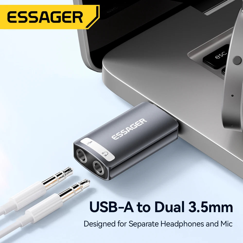 External USB Sound Card to 3.5Mm Mic Headphone Jack Stereo Headset Audio Microphone Adapter Speaker Interface for Laptop