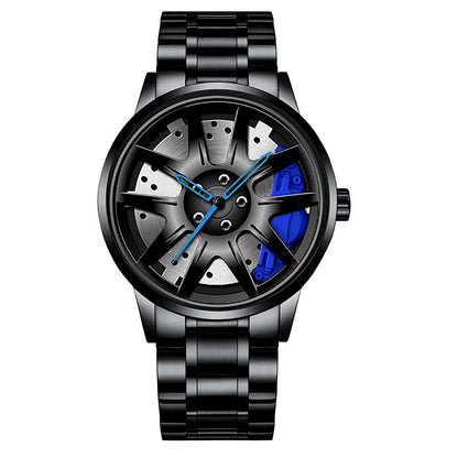 Cool and Cool Fashion Stainless Steel Men'S Quartz Wristwatch Dial Sport Car Rim Wheel Hub Watch Business Luxury Wrist Watches