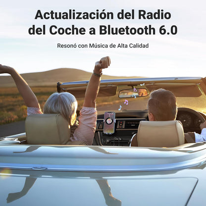 UGREEN Receptor Bluetooth 6.0 Adaptador Jack 3.5Mm Aux Auxiliar Conector Audio Coche Manos Libres, Gris Oscuro