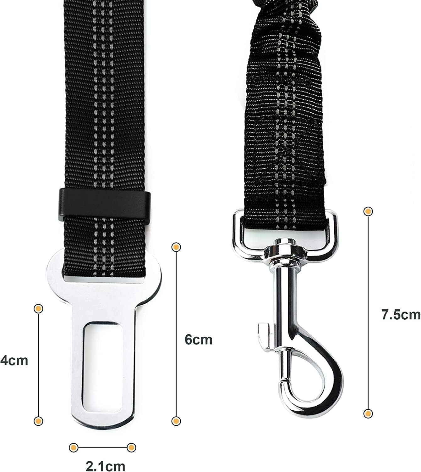 Perro Cinturón De Seguridad, Elástico Ruck Dämp Fung Y Fuerte Mosquetón, Ajustable Perros Correa Alta Seguridad Para Todas Las Razas Perros Y Gatos, Negro