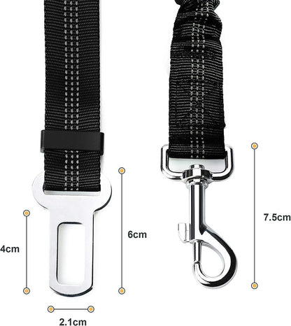 Perro Cinturón De Seguridad, Elástico Ruck Dämp Fung Y Fuerte Mosquetón, Ajustable Perros Correa Alta Seguridad Para Todas Las Razas Perros Y Gatos, Negro