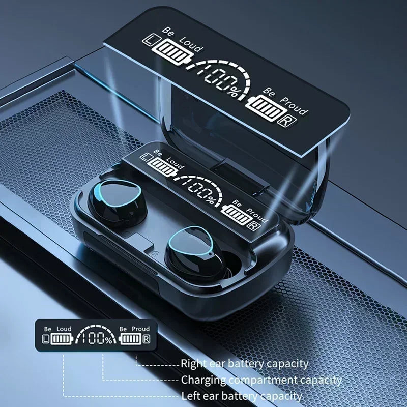 M10 Bluetooth Earphones Handfree LED Dispay Bluetooth Headphones Hifi Stereo Music Wireless Earbuds Waterproof Gaming Headset