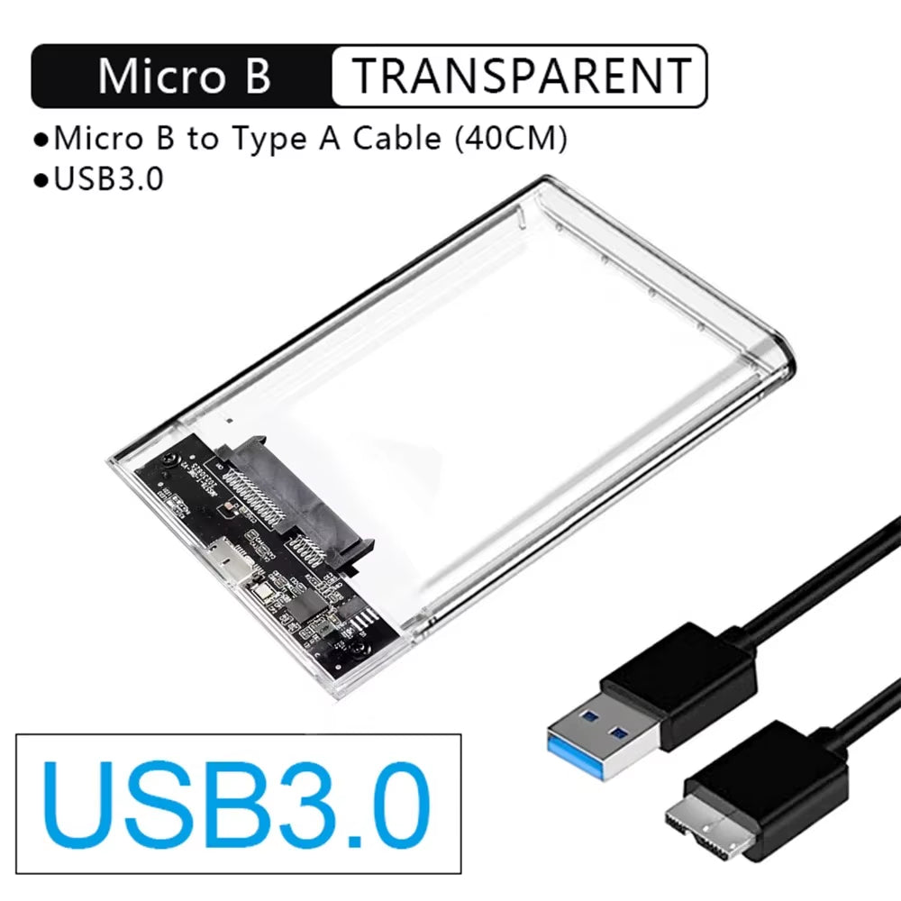 USB 3.0 to 2.5 Inch Hard Drive Case SATA HDD SSD Enclosure 5Gbps External Hard Drive Disk Box for PC Laptop Smartphone PC Laptop