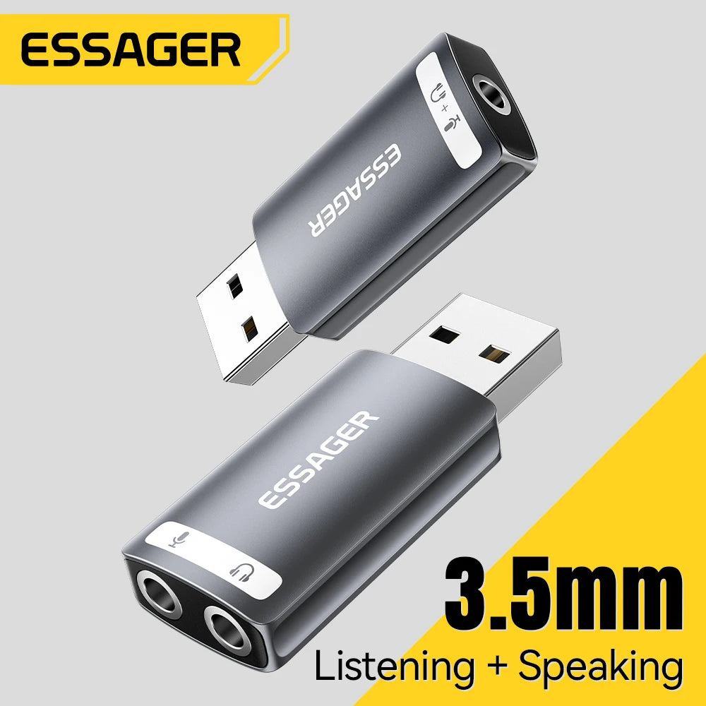 External USB Sound Card to 3.5Mm Mic Headphone Jack Stereo Headset Audio Microphone Adapter Speaker Interface for Laptop