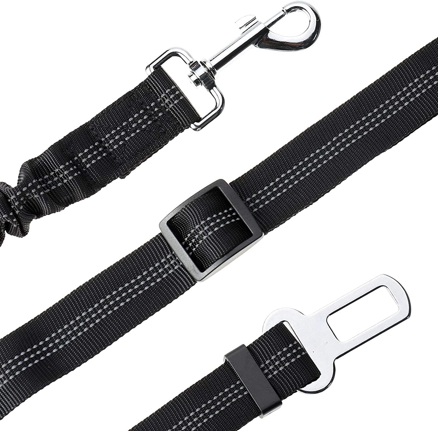 Perro Cinturón De Seguridad, Elástico Ruck Dämp Fung Y Fuerte Mosquetón, Ajustable Perros Correa Alta Seguridad Para Todas Las Razas Perros Y Gatos, Negro