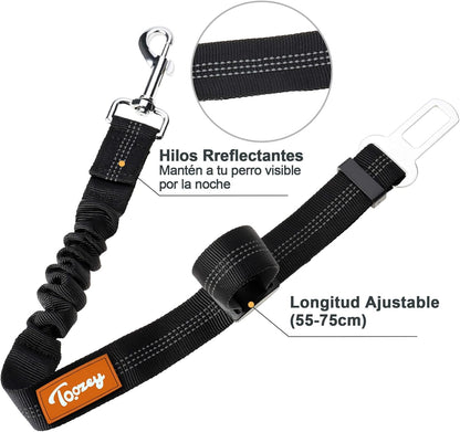 Perro Cinturón De Seguridad, Elástico Ruck Dämp Fung Y Fuerte Mosquetón, Ajustable Perros Correa Alta Seguridad Para Todas Las Razas Perros Y Gatos, Negro