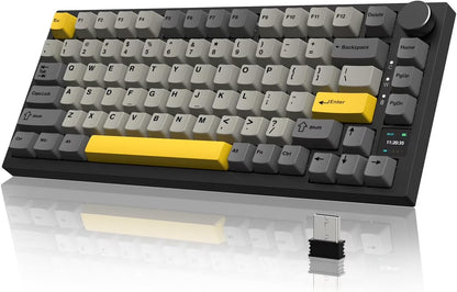 AK820 PRO Mechanical Keyboard with TFT Smart Display&Knob,2.4G Wireless/Bt5.1/Usb-C Wired,75% ANSI Layout,5 Sound Absorbing Foams,Hot-Swap Linear Switch,Rgb Backlit,For PC,MAC (Grey)